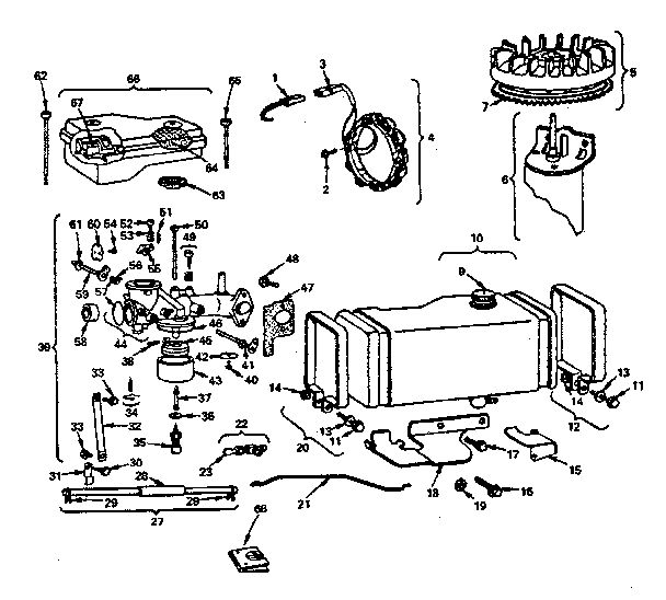 Air Cleaner And Carburetor Diagram and Parts List for 220707-0147-01  Briggs and Stratton Engine